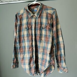 Kuhl women's flannel shirt with corduroy patches size M